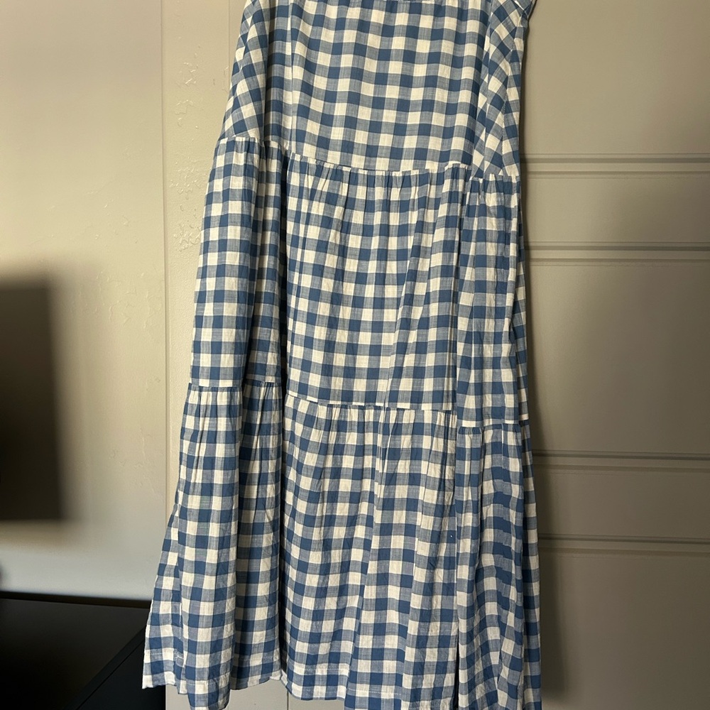 GAP Blue and White Gingham Tiered Dress